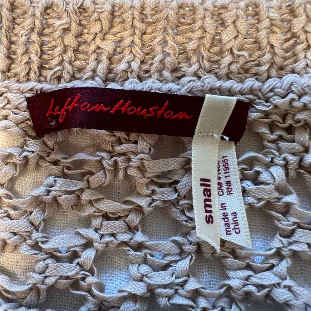 LEFT ON HOUSTON Open Knit Asymmetrical Crochet Sweater, S - Picture 4 of 5